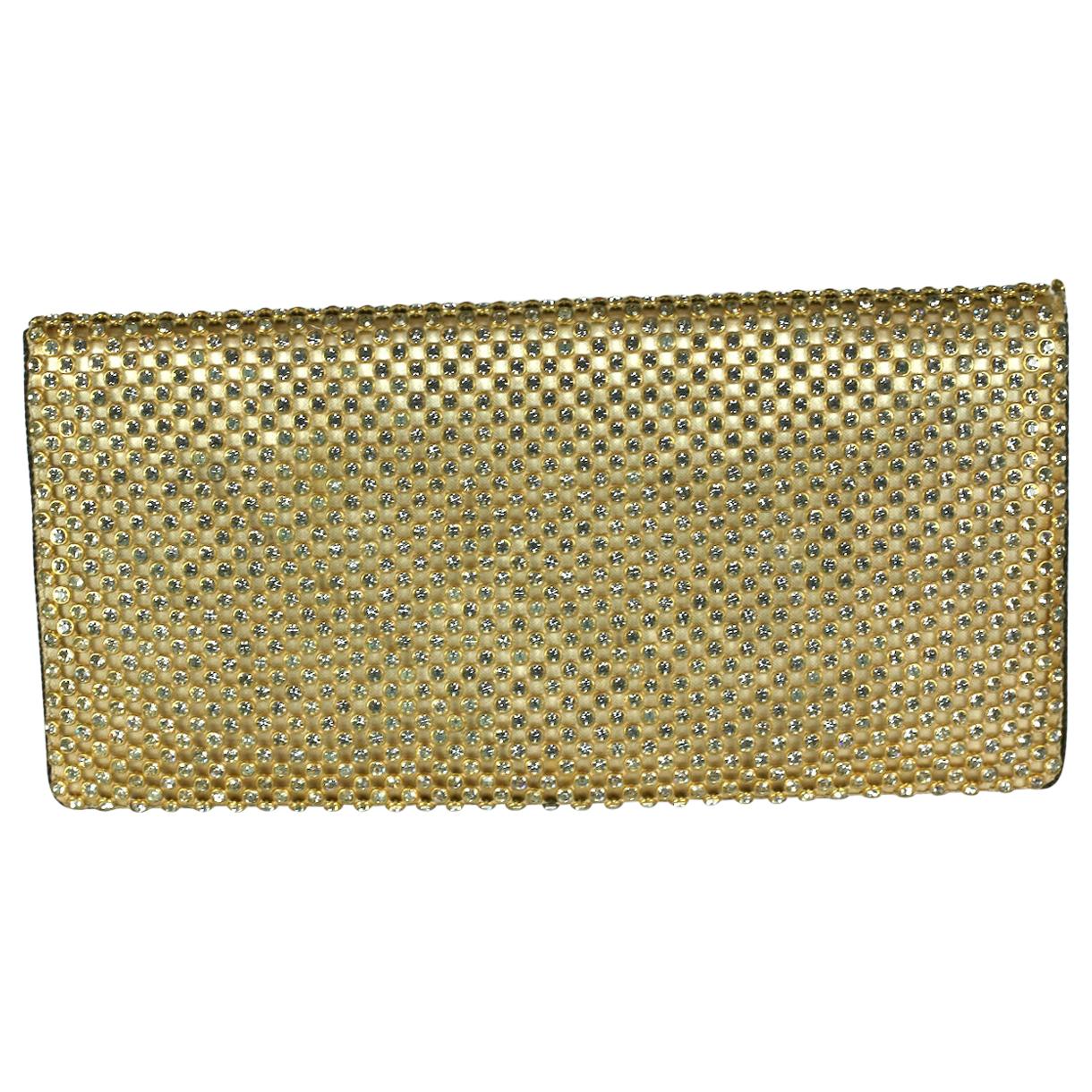 Französische Clutch mit Strasssteinen in Türkis, Paris Pave