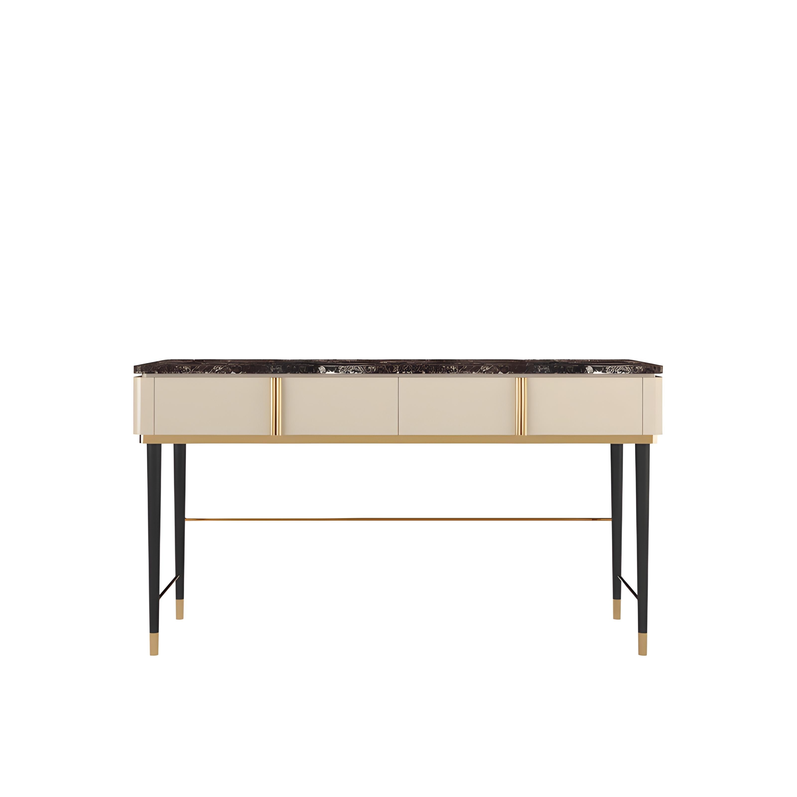 Eleganza della scrivania/tavolino da bagno a due cassetti con piano in marmo e finitura laccata in vendita 2