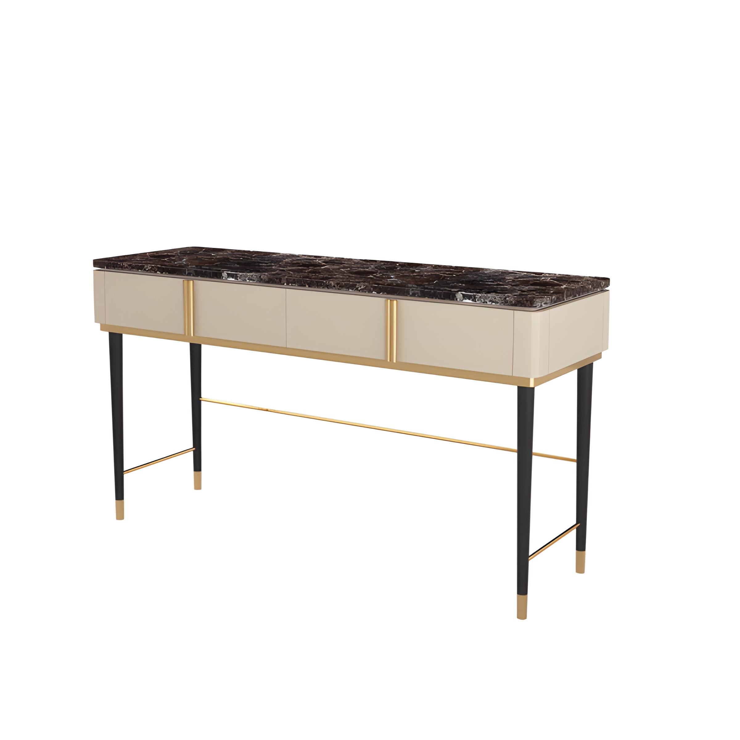 Metallo Eleganza della scrivania/tavolino da bagno a due cassetti con piano in marmo e finitura laccata in vendita