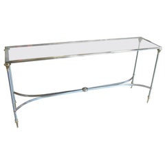 Elegant Two-Tone Steel and Brass Console by Jansen