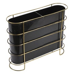 Elegant Umbrella Holder in Brass and Lacquered Metal, circa 1960
