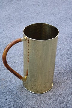 Elegant Umbrella Stand Bamboo and Solid Brass italian Design 1970s