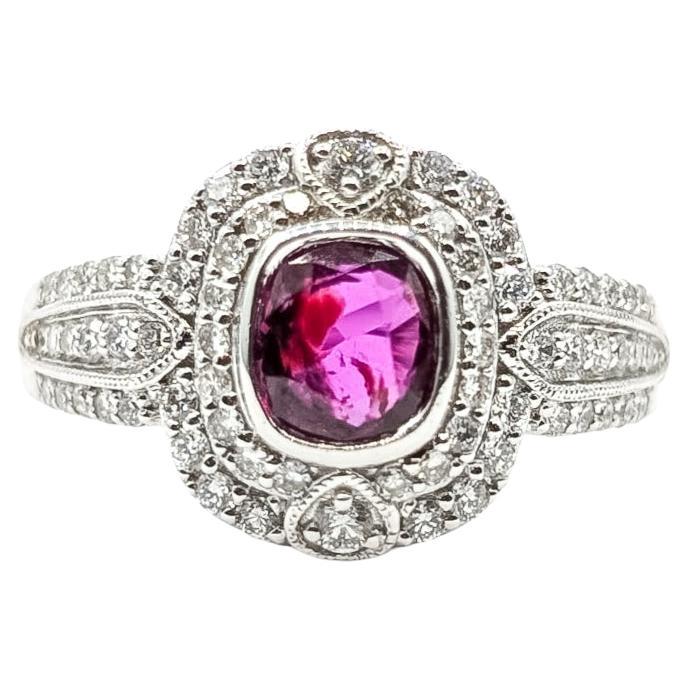 Elegant Unheated Ruby & Diamond Ring in Platinum- GIA 2235837863