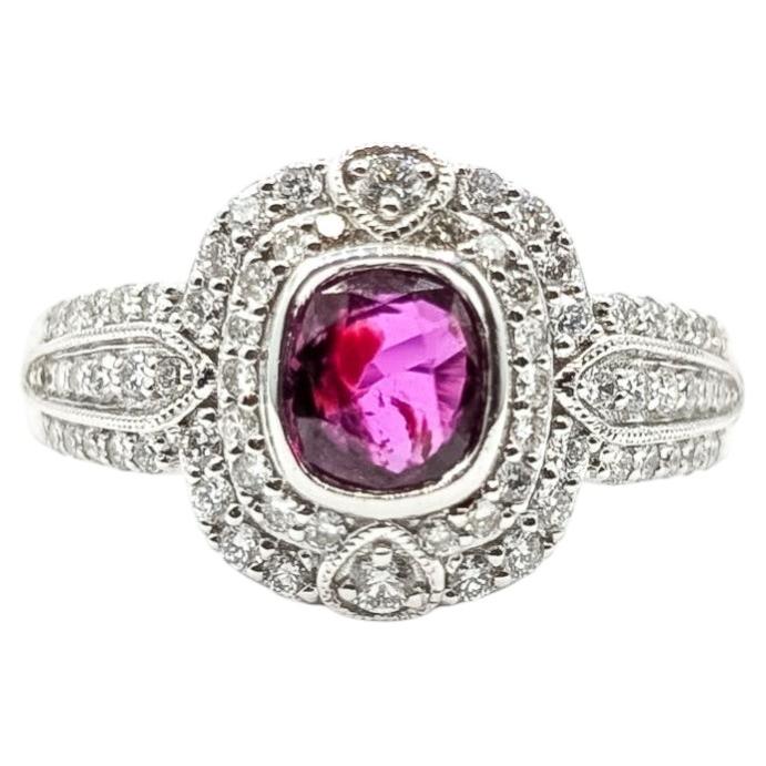 Eleganter, unbehandelter Rubin- und Diamantring aus Platin – GIA 2235837863