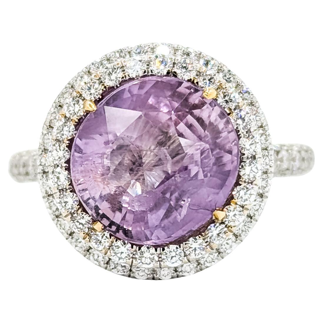 Elegante anello con zaffiro e diamante non riscaldato in 18 carati