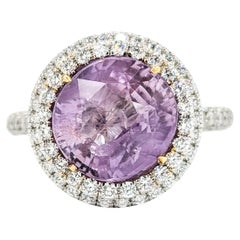 Elegante anello con zaffiro e diamante non riscaldato in 18 carati