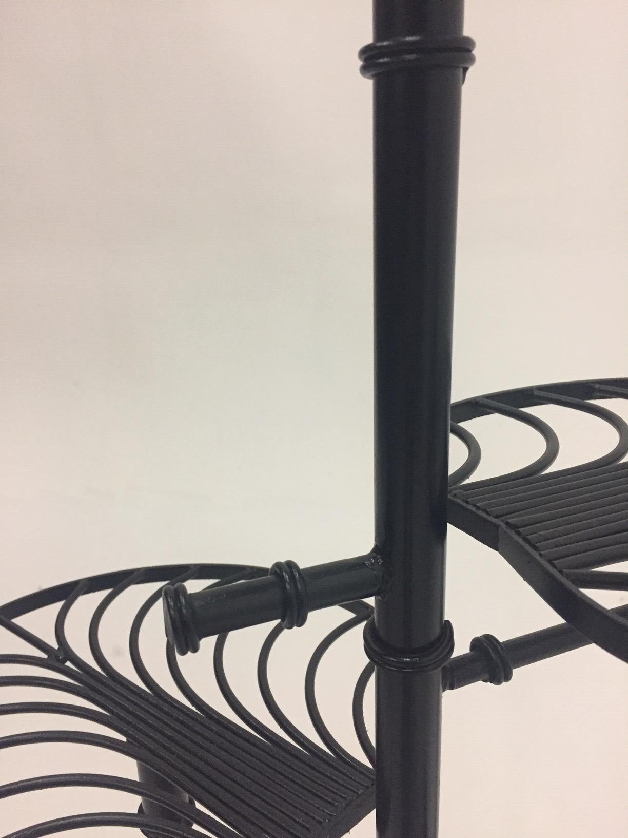 Elegant Unique Black Cast Wrought Iron Faux Bamboo Plant Stand 1