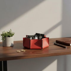 Elegant Valet Tray in Genuine Leather LEILUX - 17 x 6 cm