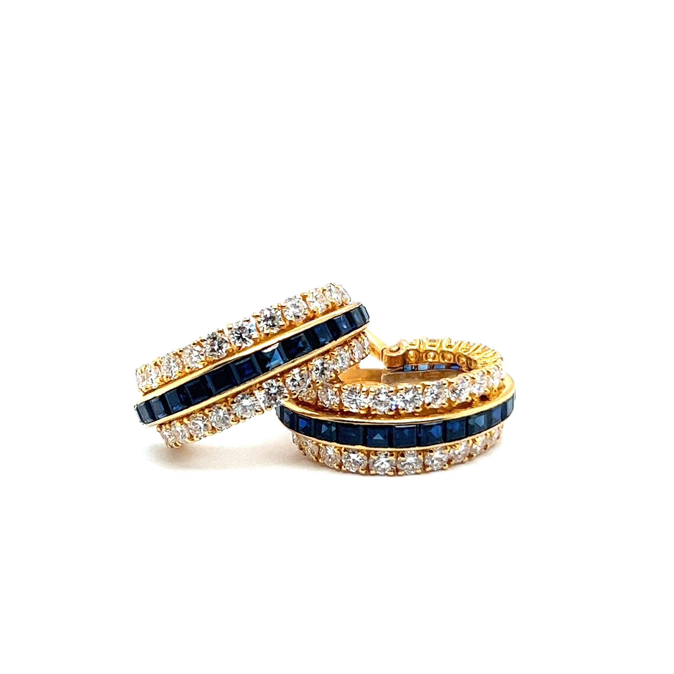 Elegant Van Cleef & Arpels Earclips in 18K Gold with Sapphires and Diamonds 5