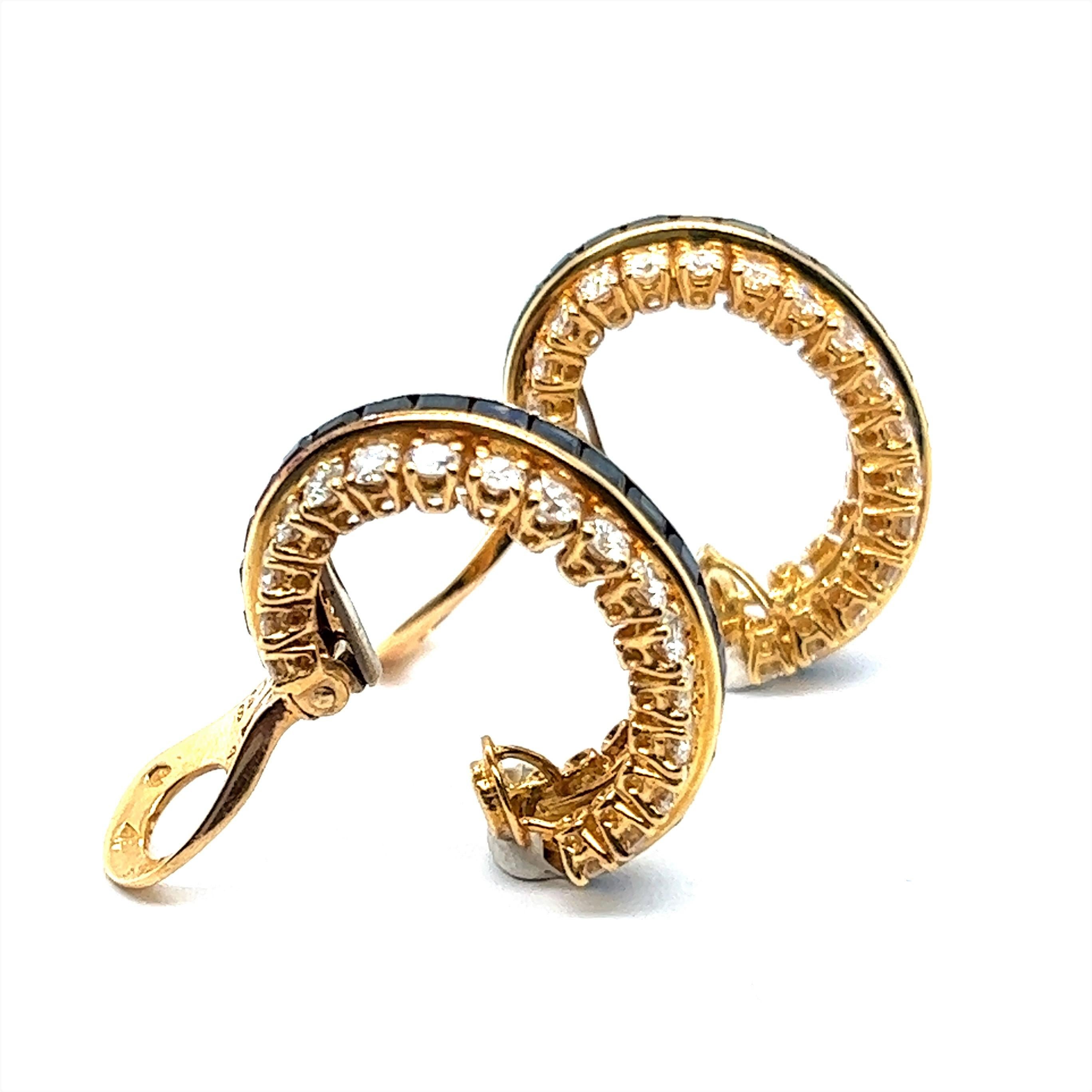 Modern Elegant Van Cleef & Arpels Earclips in 18K Gold with Sapphires and Diamonds
