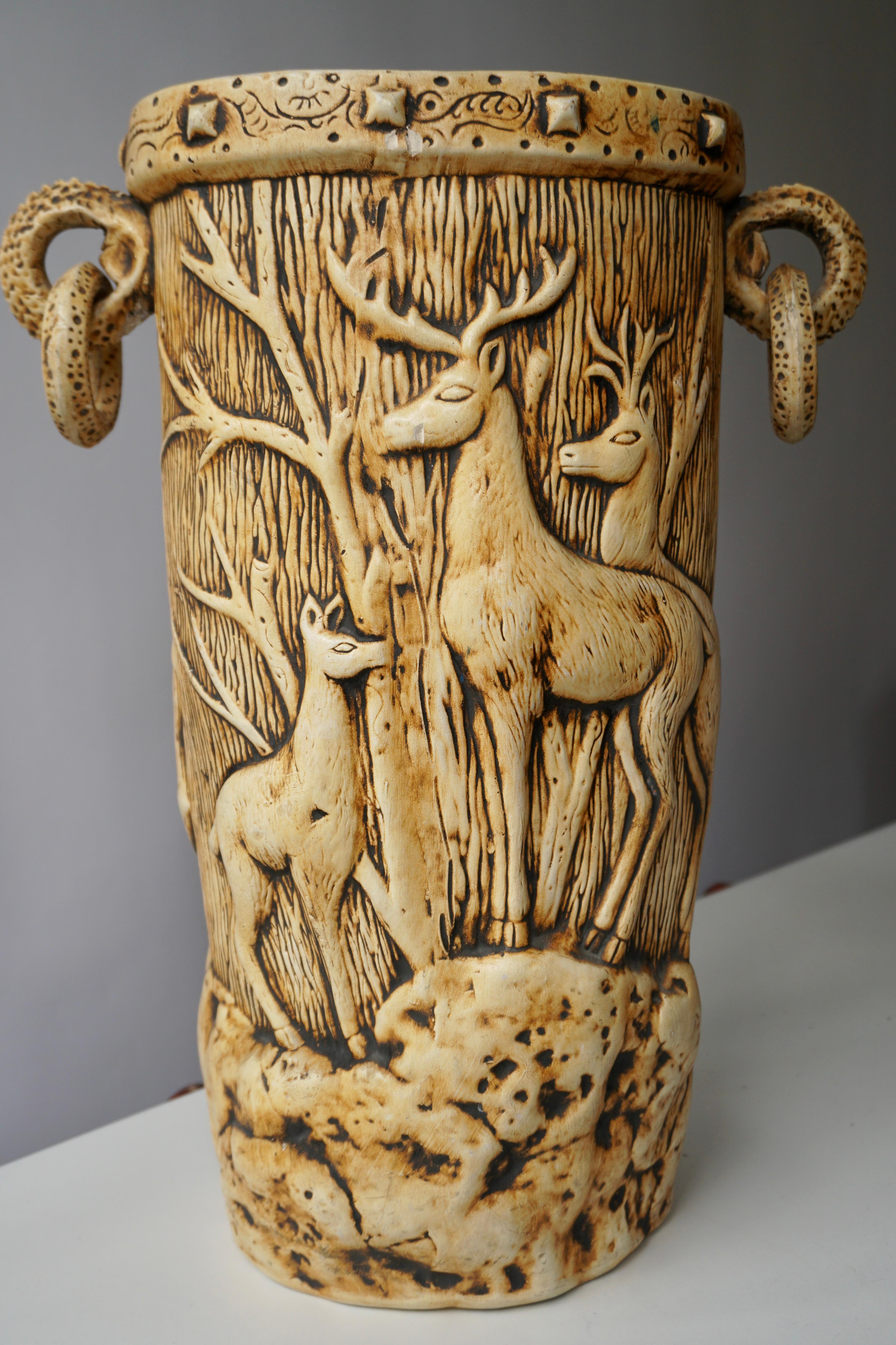 Hollywood Regency Elegant Vase with Deer Motifs, 1950s
