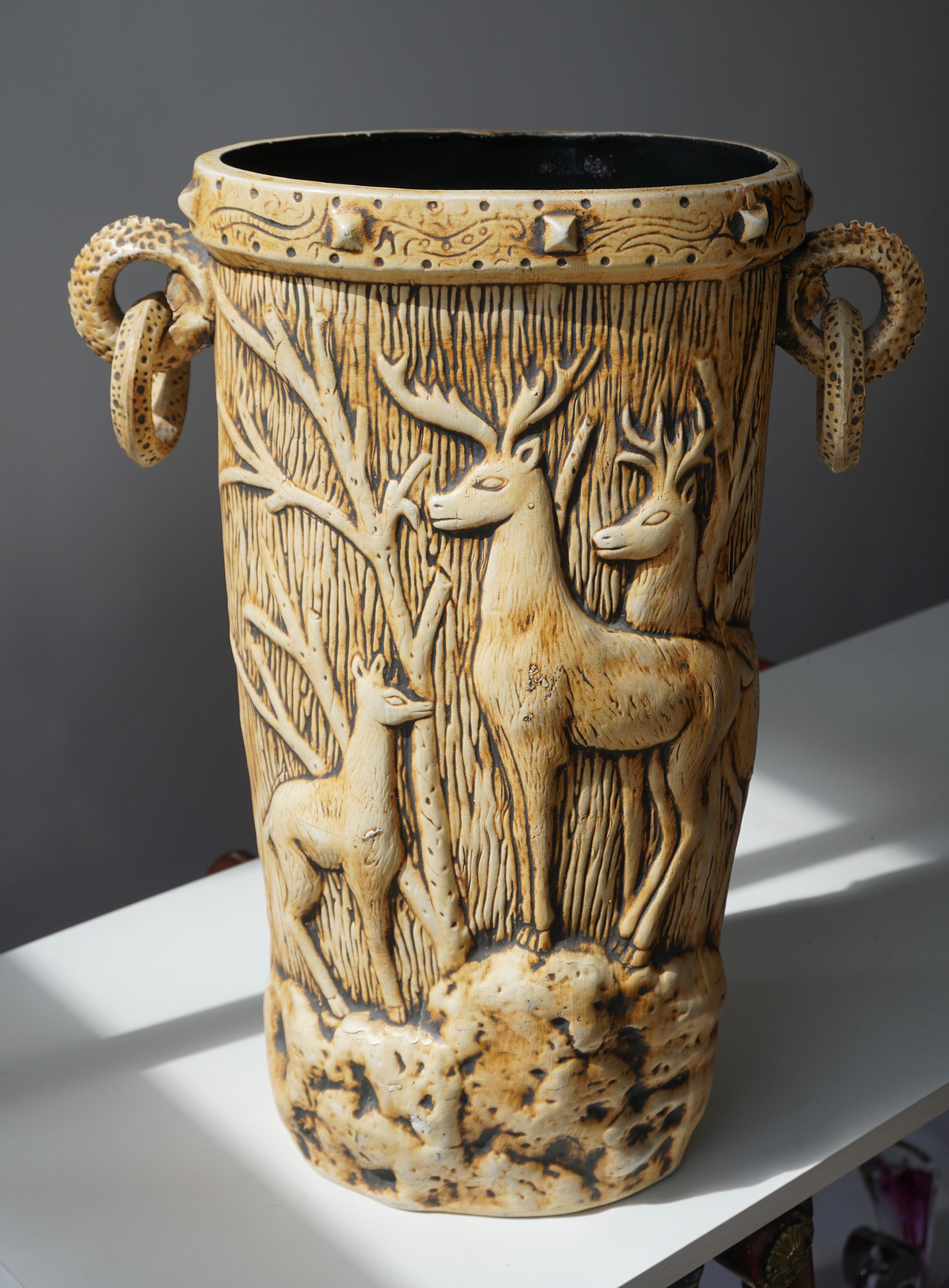 20th Century Elegant Vase with Deer Motifs, 1950s