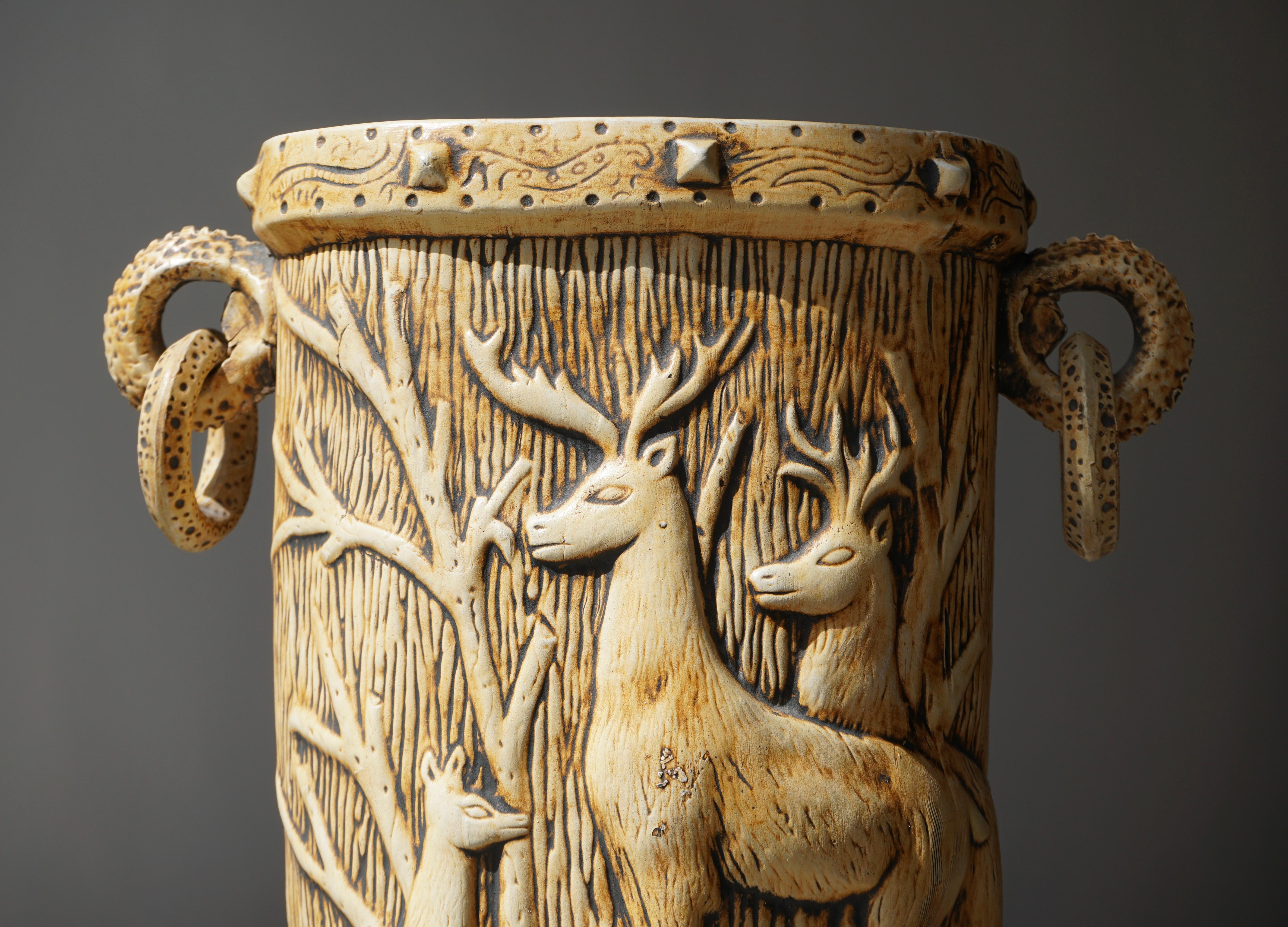 Elegant Vase with Deer Motifs, 1950s 1