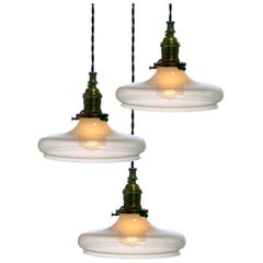 Elegant Vaseline Glass Pendants