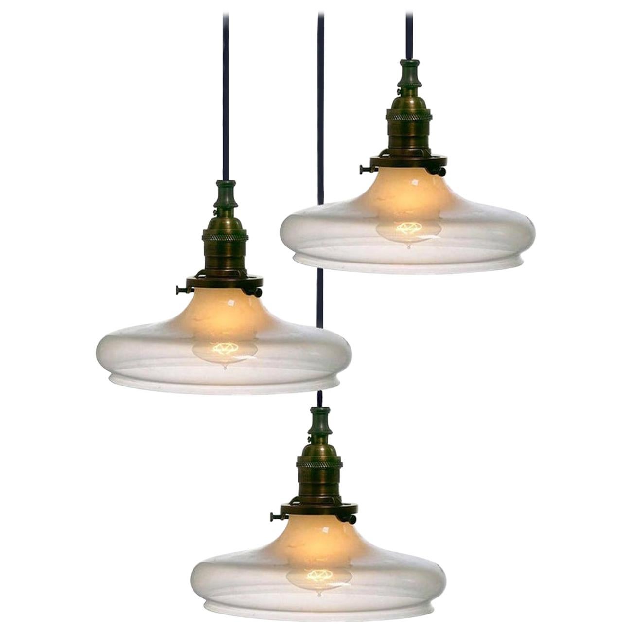 Elegant Vaseline Glass Pendants