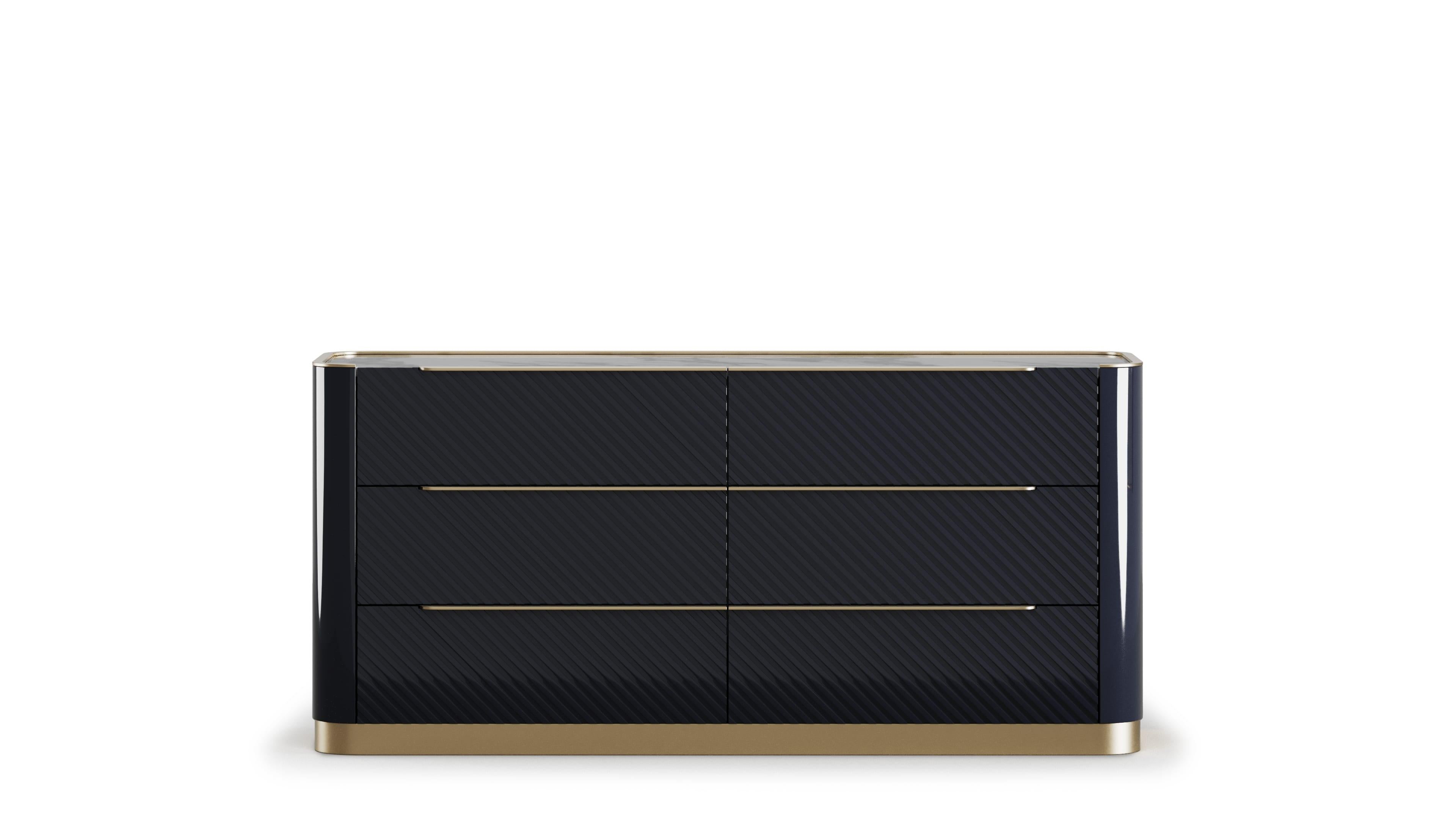Portuguese Elegant Velara Dresser With Textured Drawers For Sale