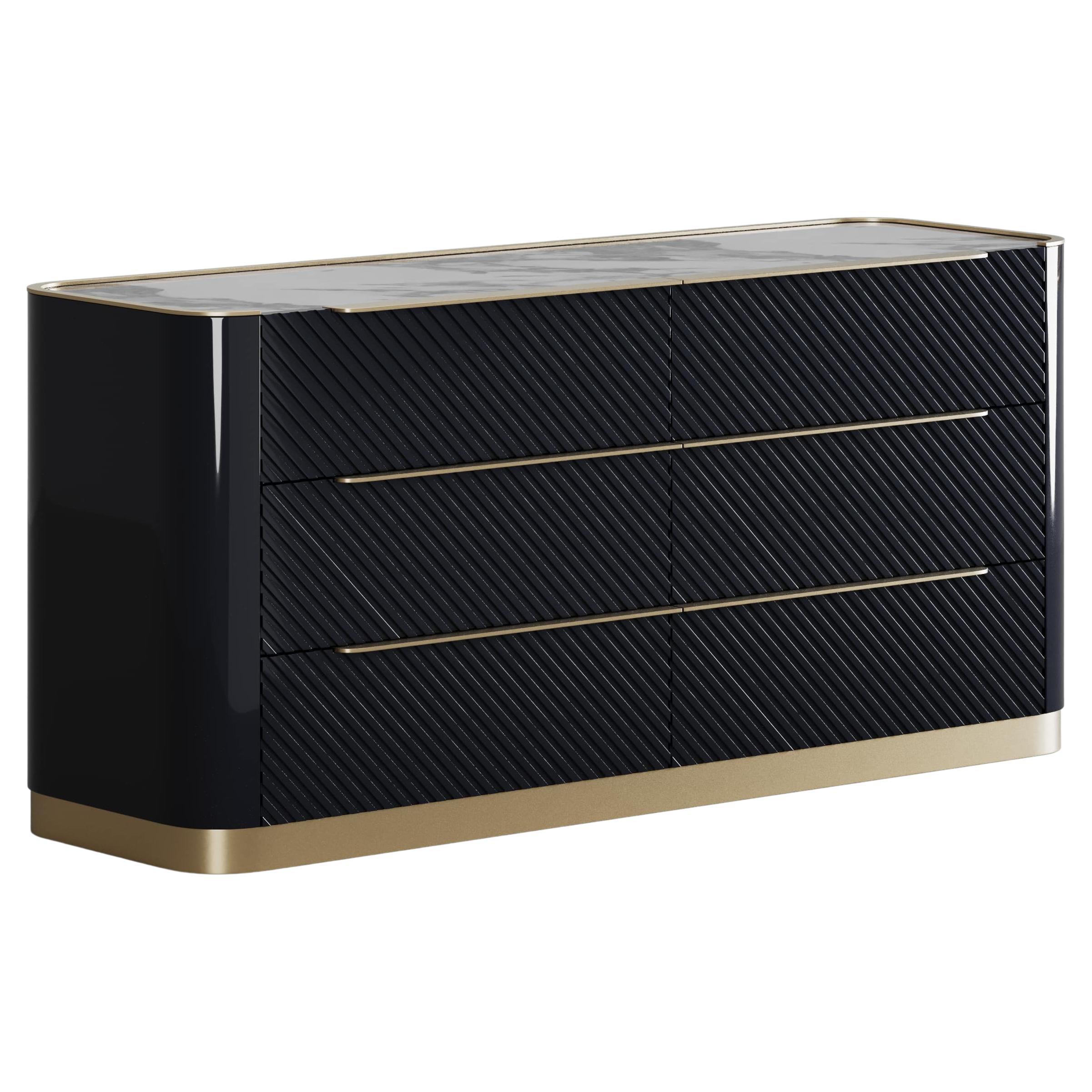 Elegant Velara Dresser With Textured Drawers For Sale