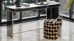 Velara Dressing Table With Textured Drawers And Marble Top