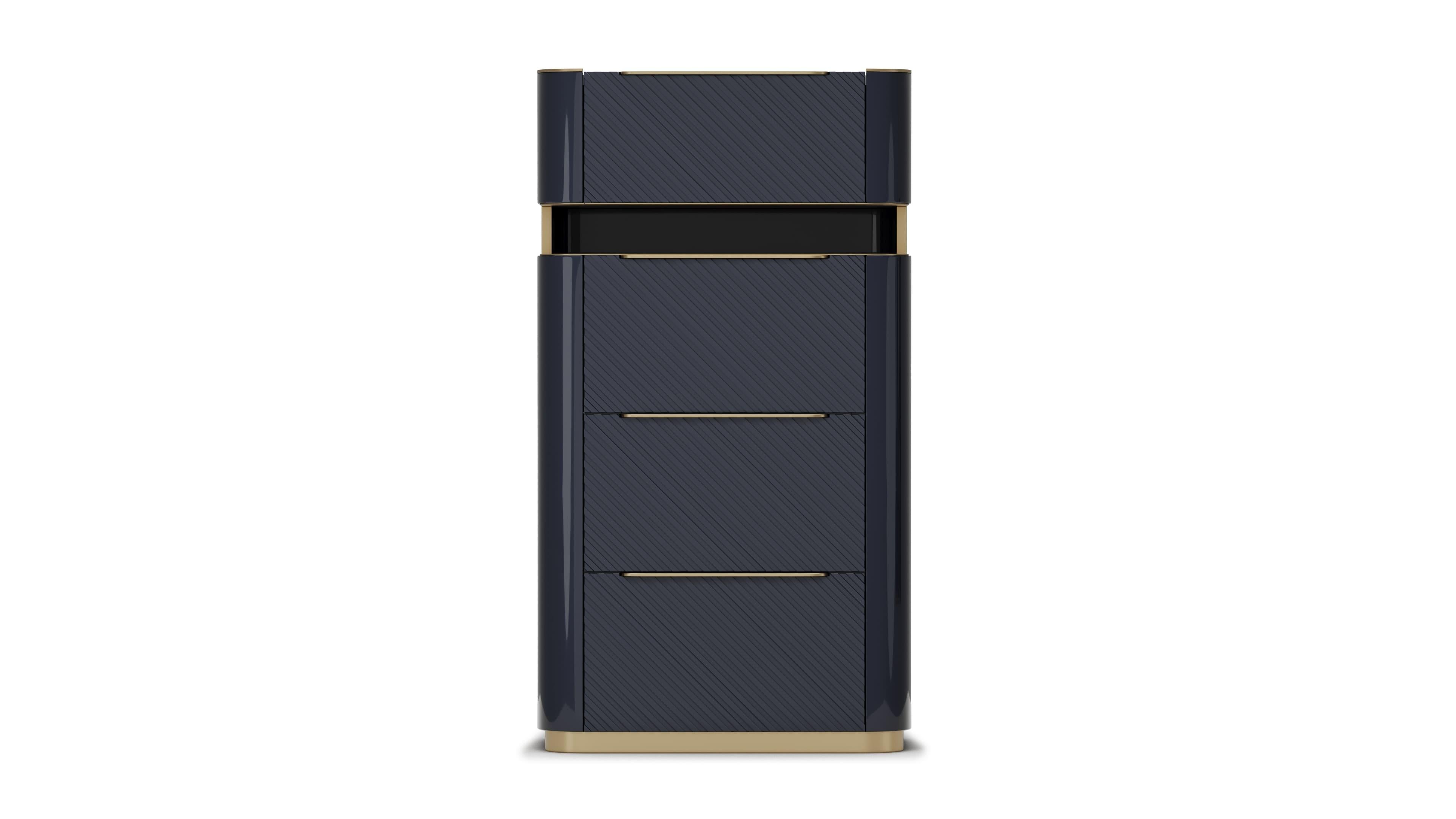 Mid-Century Modern Elegant Velara Tall Dresser With Textured Drawers For Sale