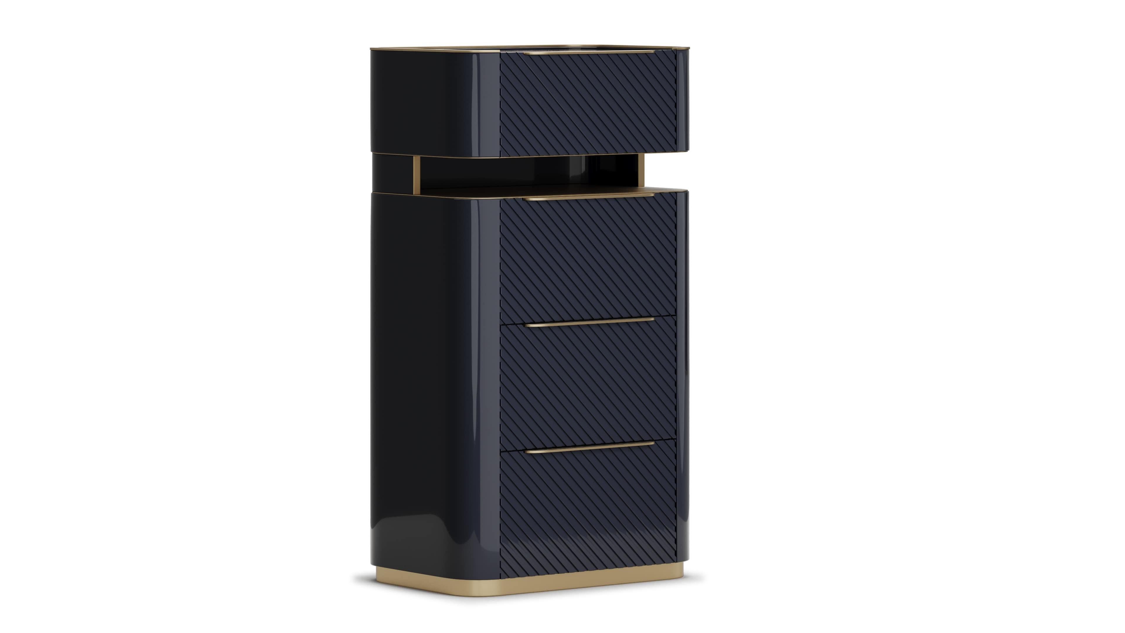Portuguese Elegant Velara Tall Dresser With Textured Drawers For Sale