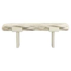 Elegante Banco de Terciopelo con Dos Patas de Madera Maciza