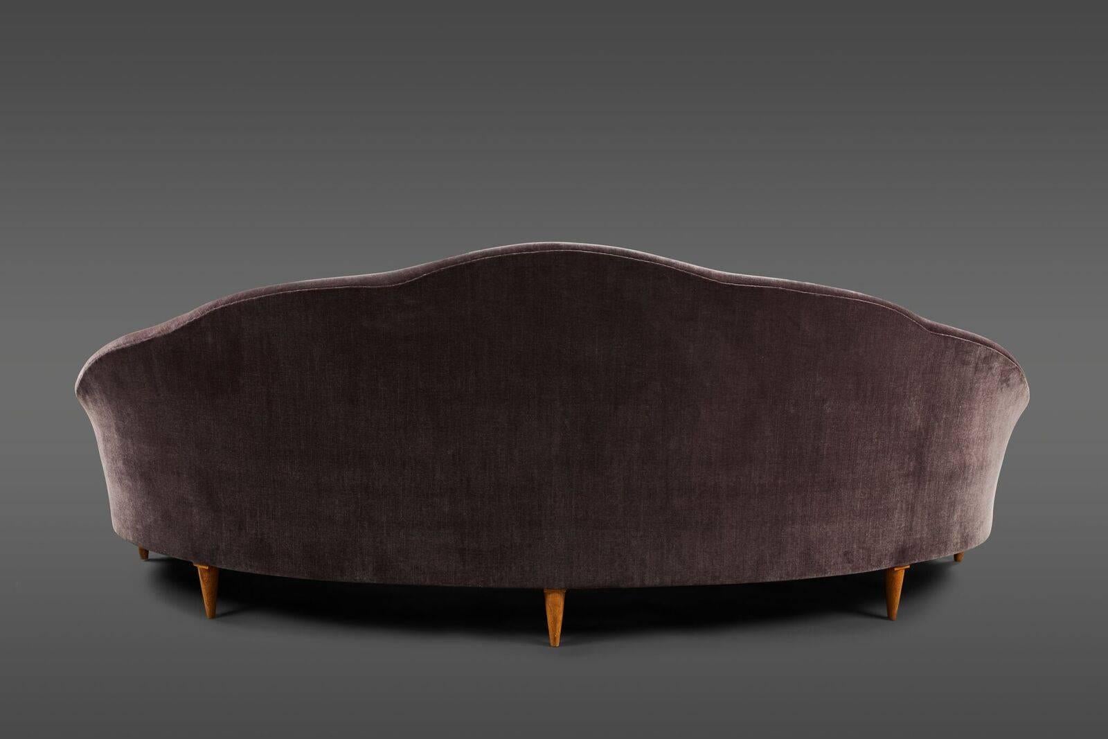 Italian Elegant Velvet Camelback Sofa For Sale