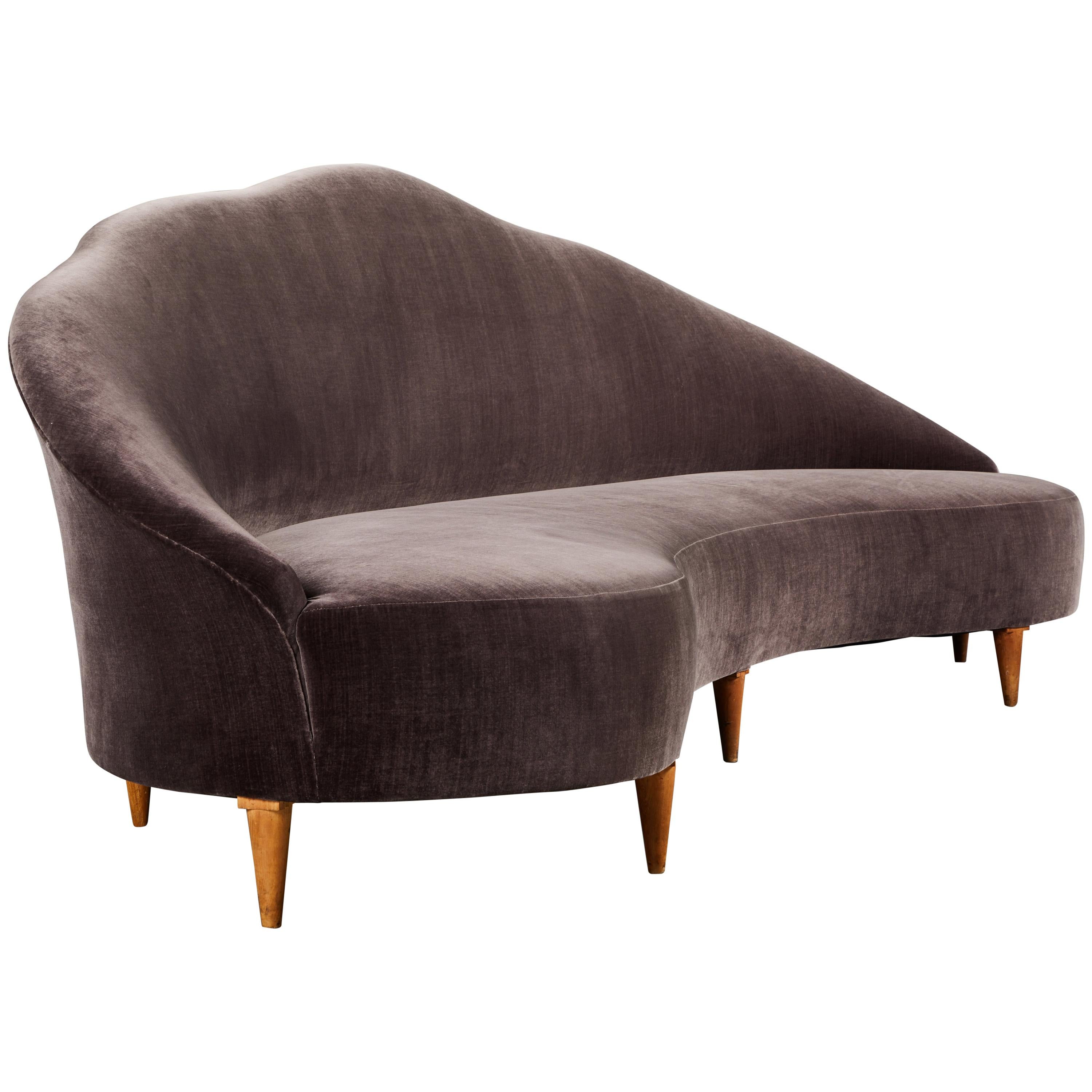 Elegant Velvet Camelback Sofa For Sale