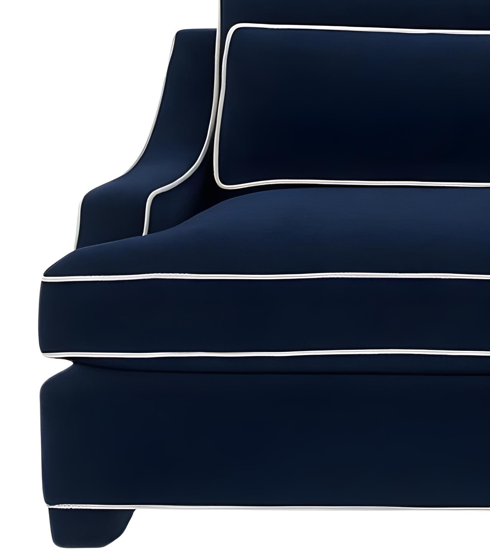 XXIe siècle et contemporain Elegant canapé en velours avec passepoils et pieds rembourrés en vente