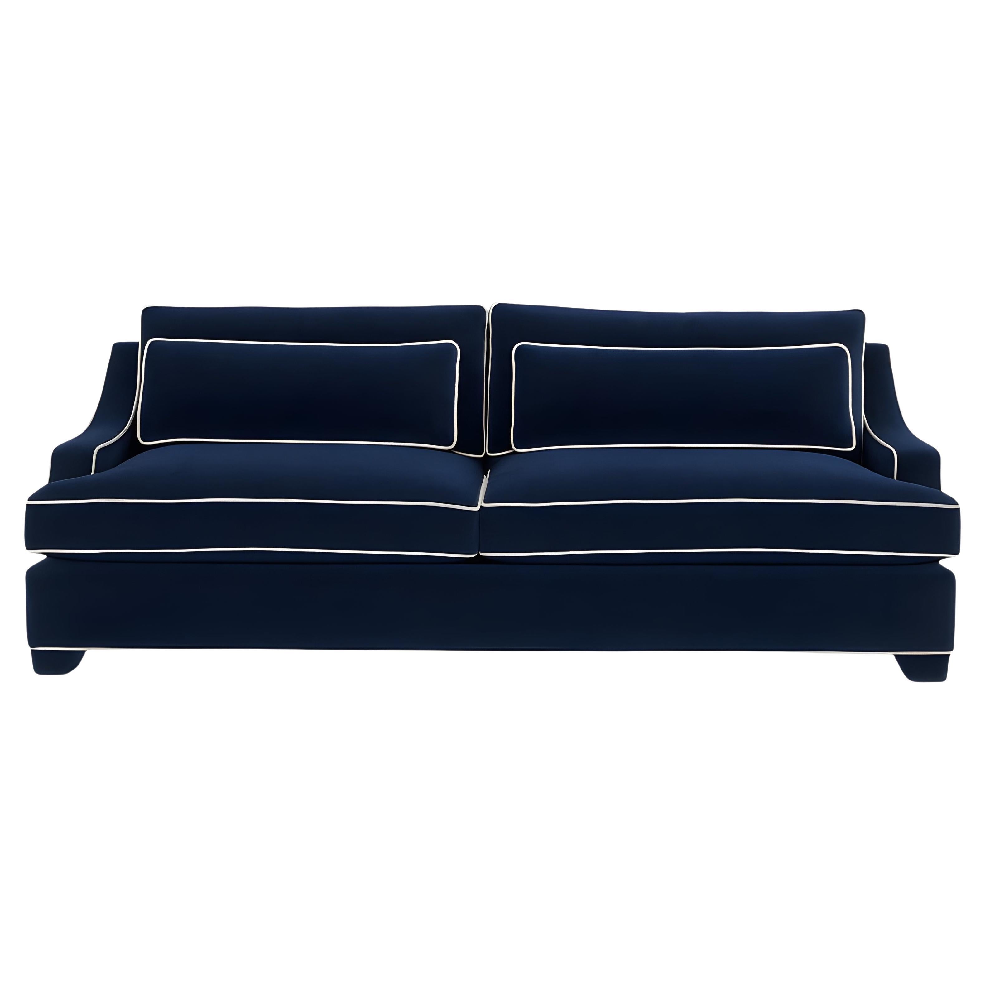 Elegant Velvet Sofa with Piping Detail & Upholstered Feet By José Castro
