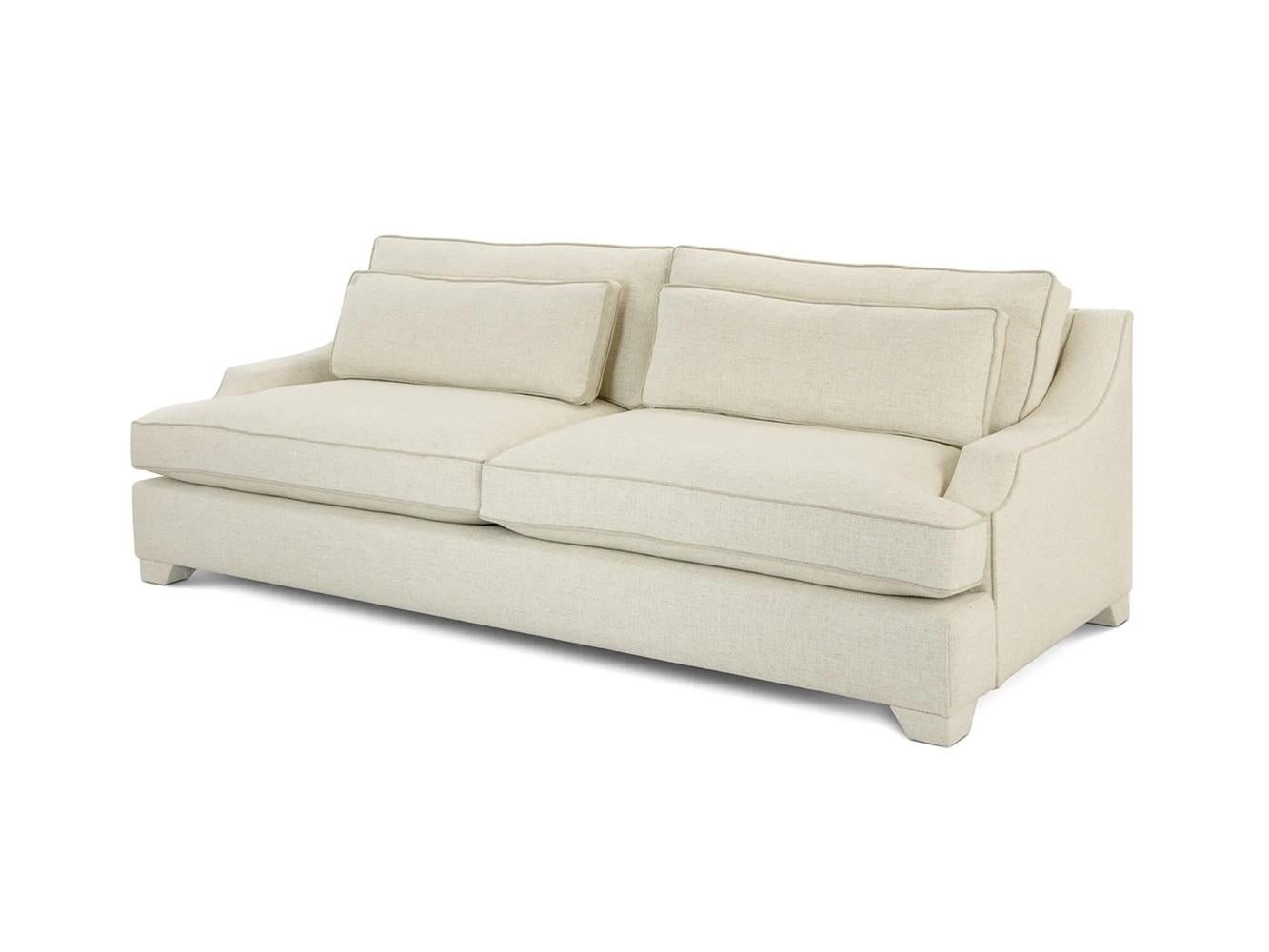 Mid-Century moderno Eleganza del divano in velluto con dettagli in pizzo e piedini imbottiti in vendita