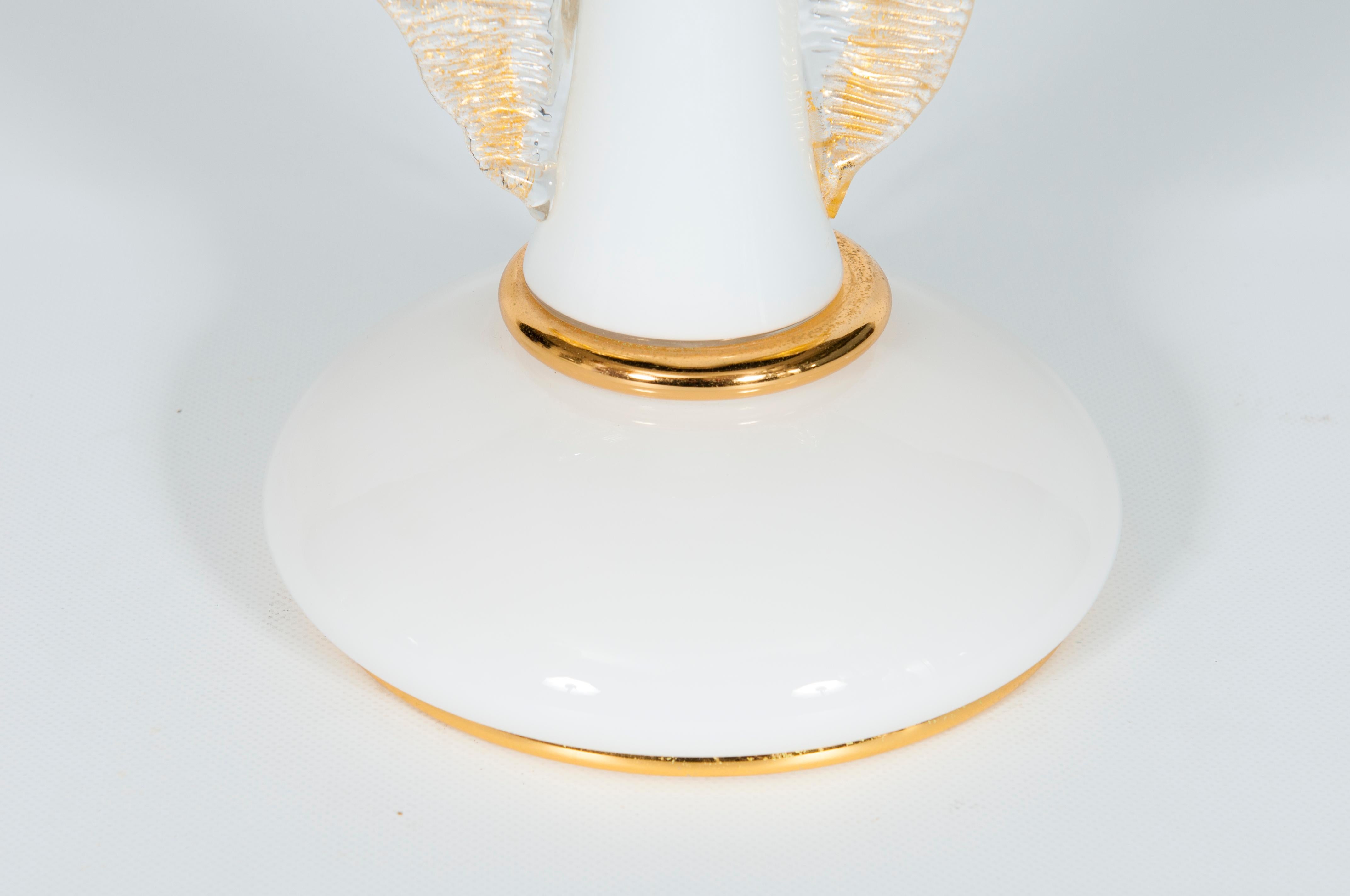 Fait main Élégantes lampes de bureau à ailes dorées en verre de Murano soufflé, Italie, années 1970  en vente