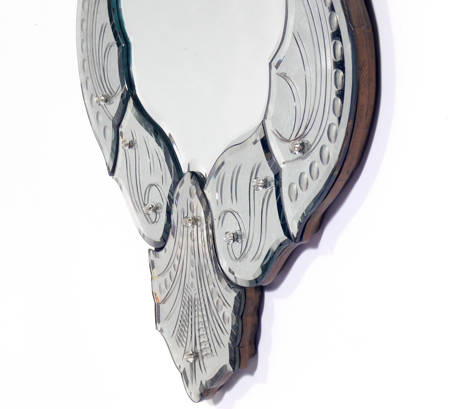 Hollywood Regency Elegant Venetian Mirror, circa 1950s For Sale