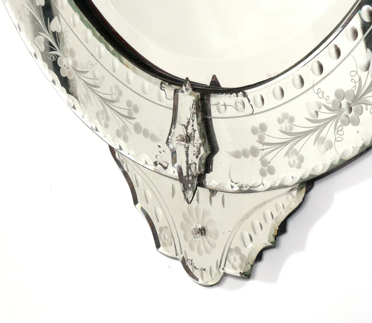 Hollywood Regency Elegant Venetian Oval Mirror 43