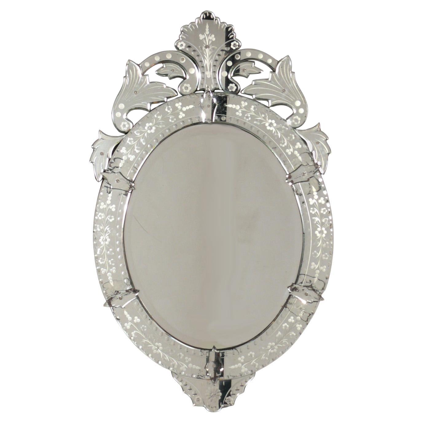 Elegant Venetian Oval Mirror 43" height x 26" width For Sale