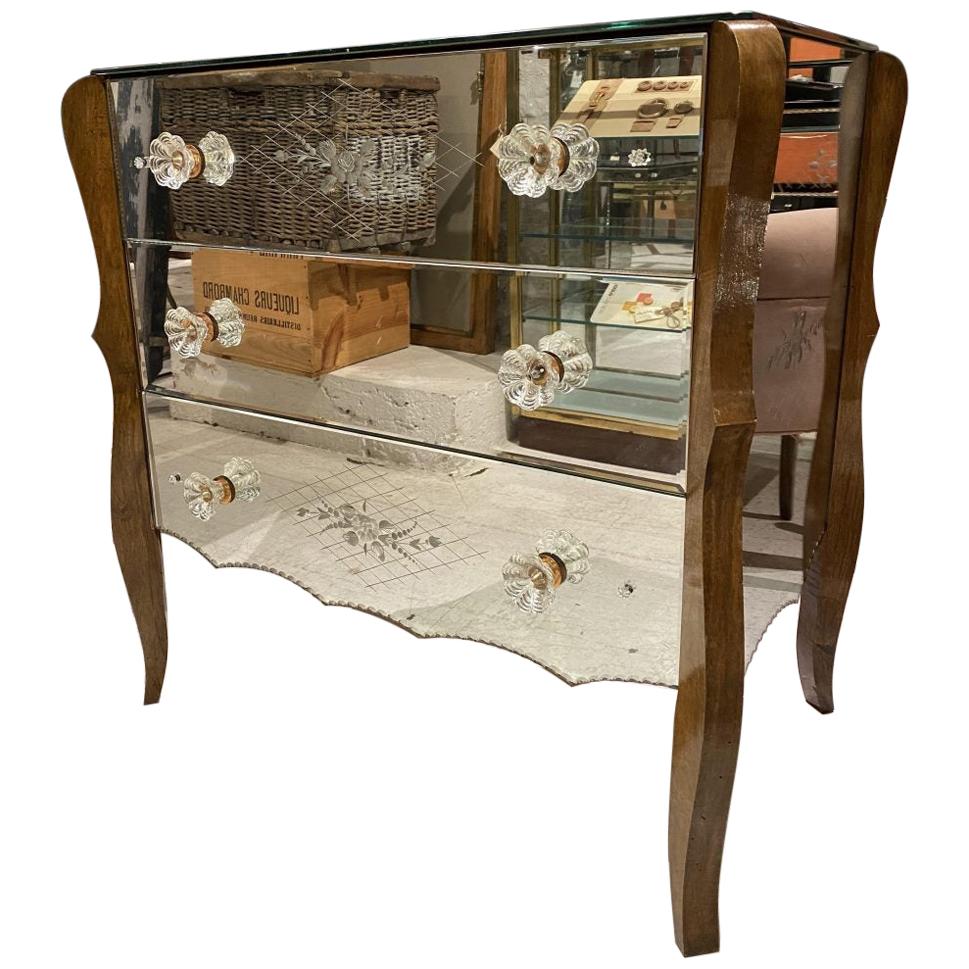 Elegant Venetian-Style Mirrored Dresser, 1940s, France