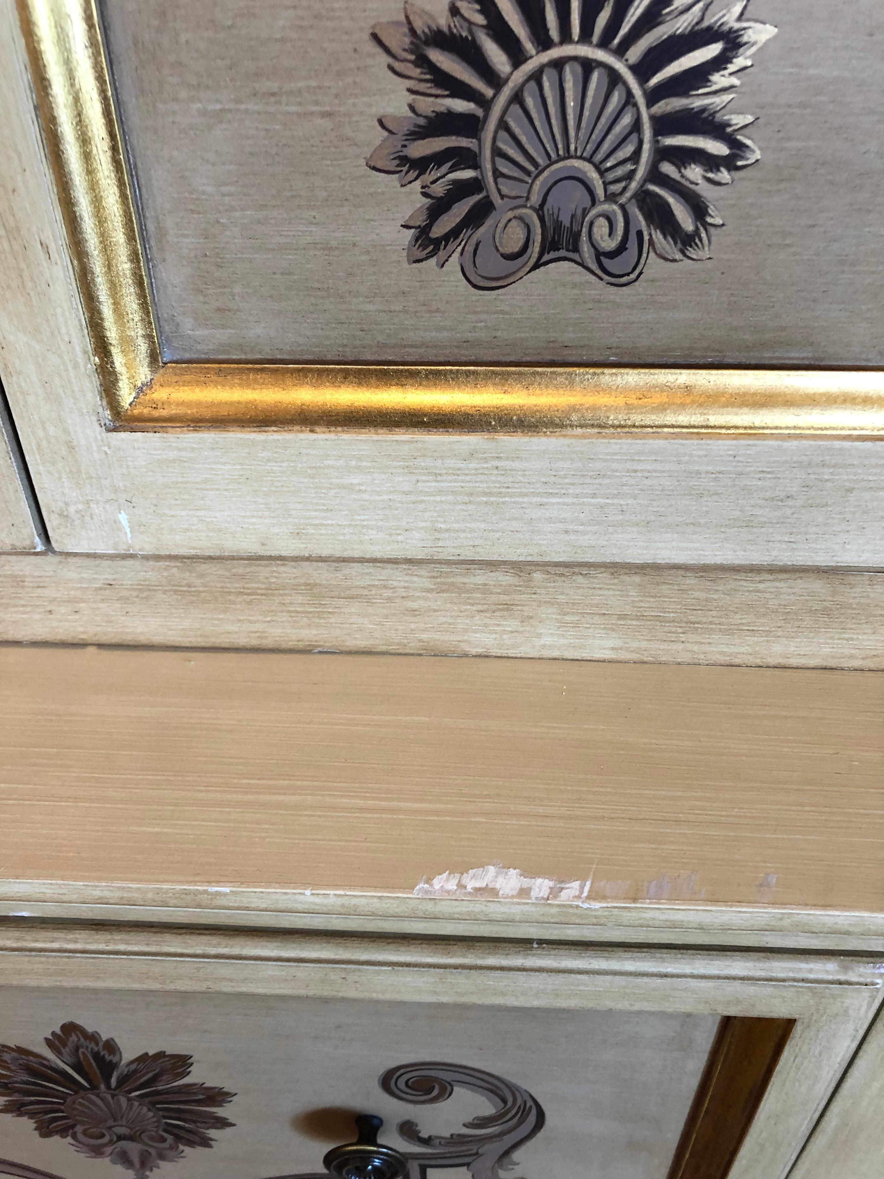 Elegant Very Large Cream & Gold Cabinet with Drawers and Paneled Doors 5