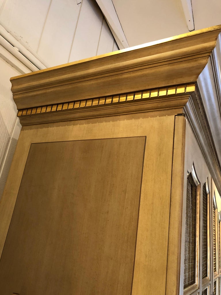 Elegant Very Large Cream and Gold Cabinet with Drawers and Paneled ...