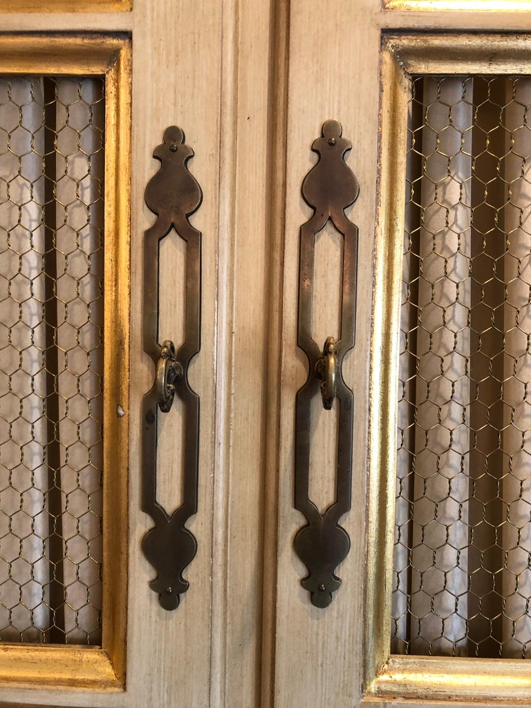 Elegant Very Large Cream and Gold Cabinet with Drawers and Paneled ...