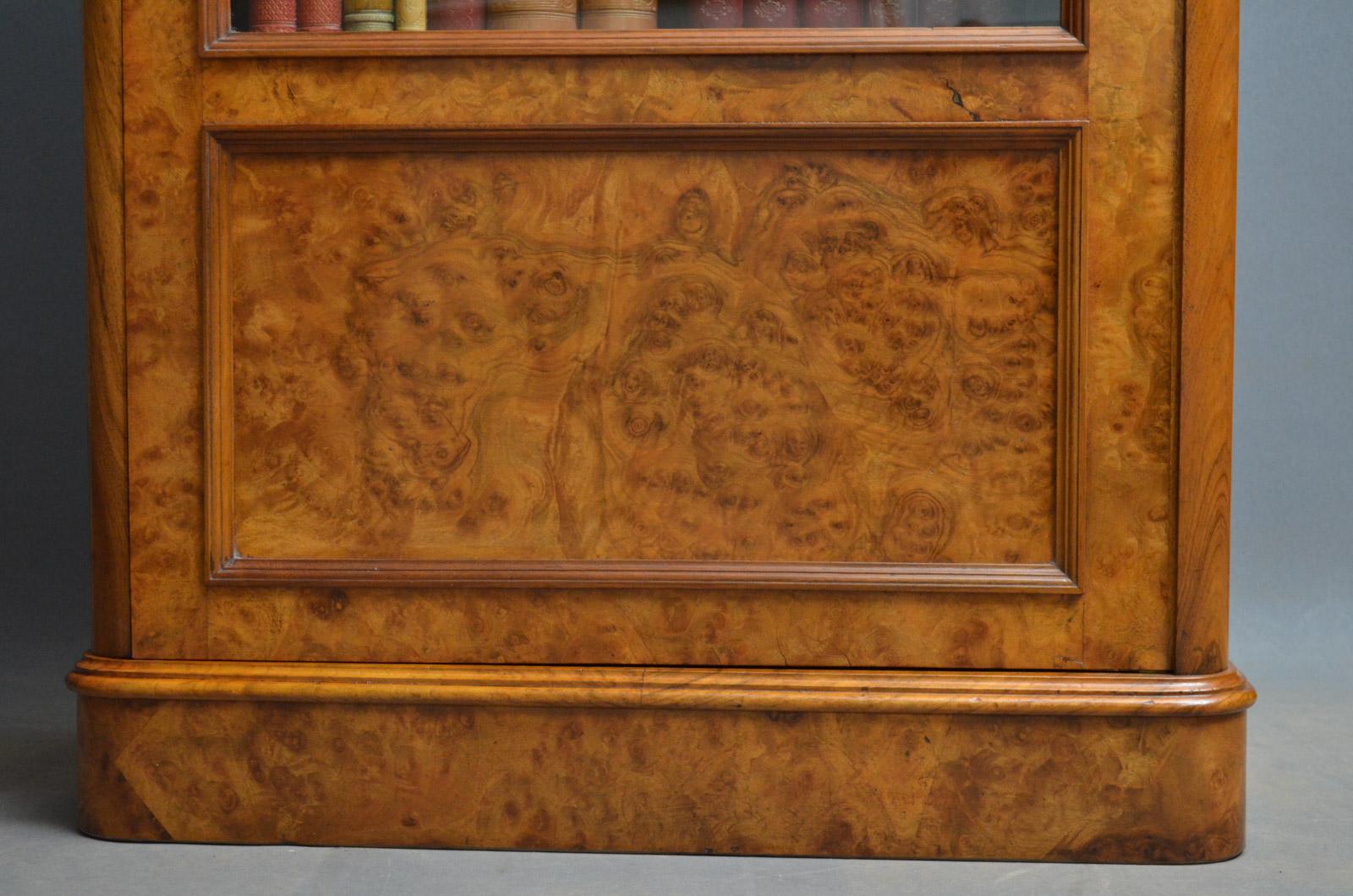 Late 19th Century Elegant Victorian Burr Walnut Bookcase or Music Cabinet