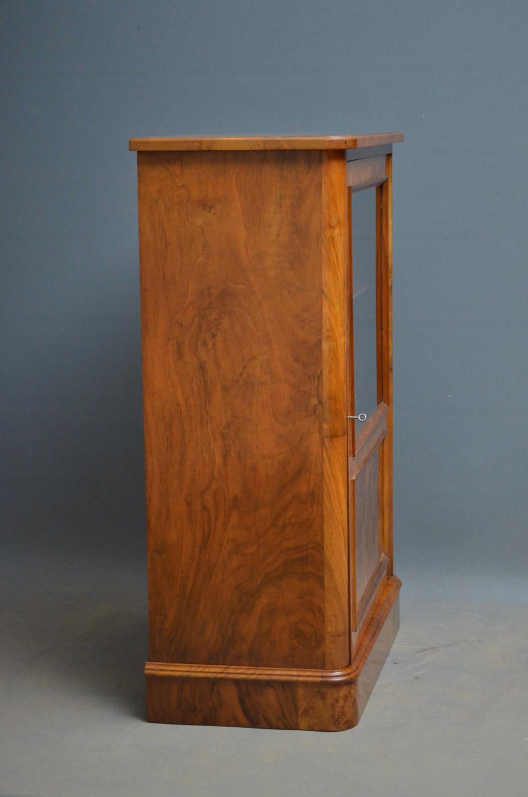 Elegant Victorian Burr Walnut Bookcase or Music Cabinet 2