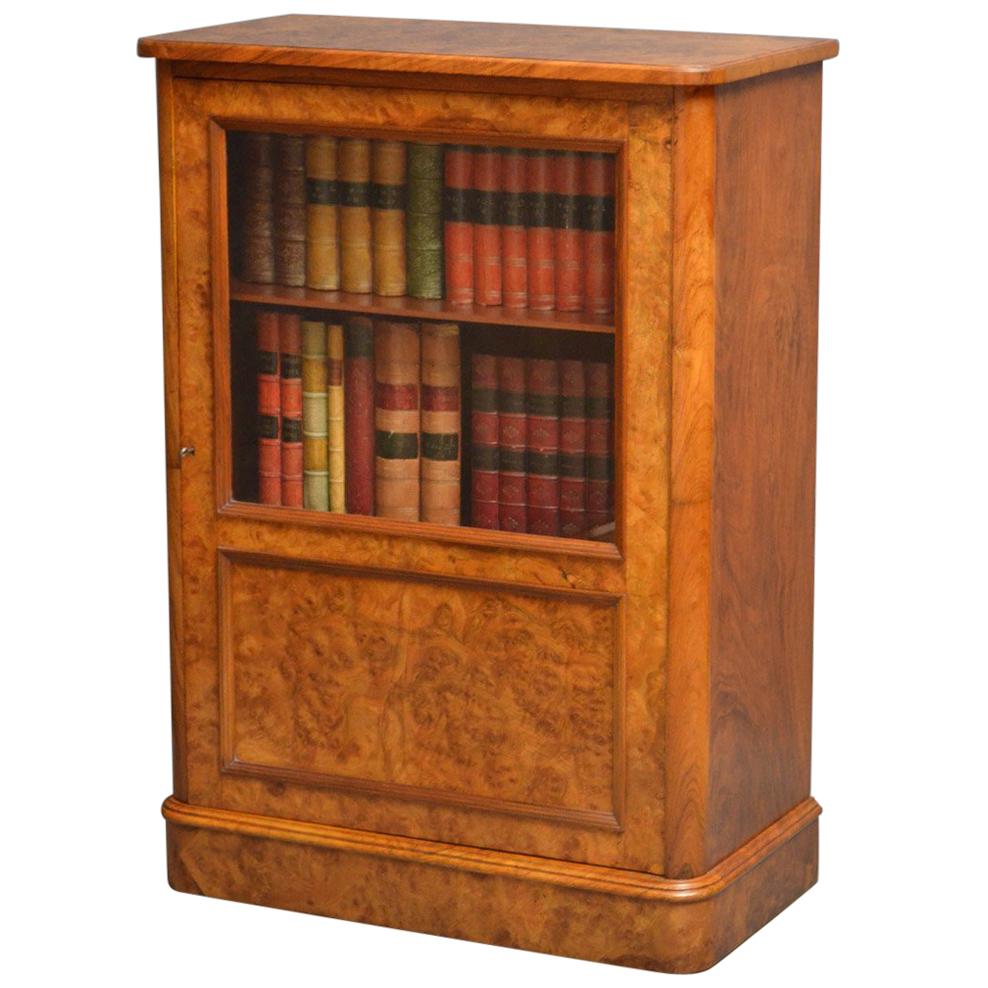 Elegant Victorian Burr Walnut Bookcase or Music Cabinet