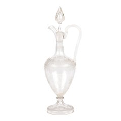 Elegant Victorian Engraved Clear Glass Jug & Stopper