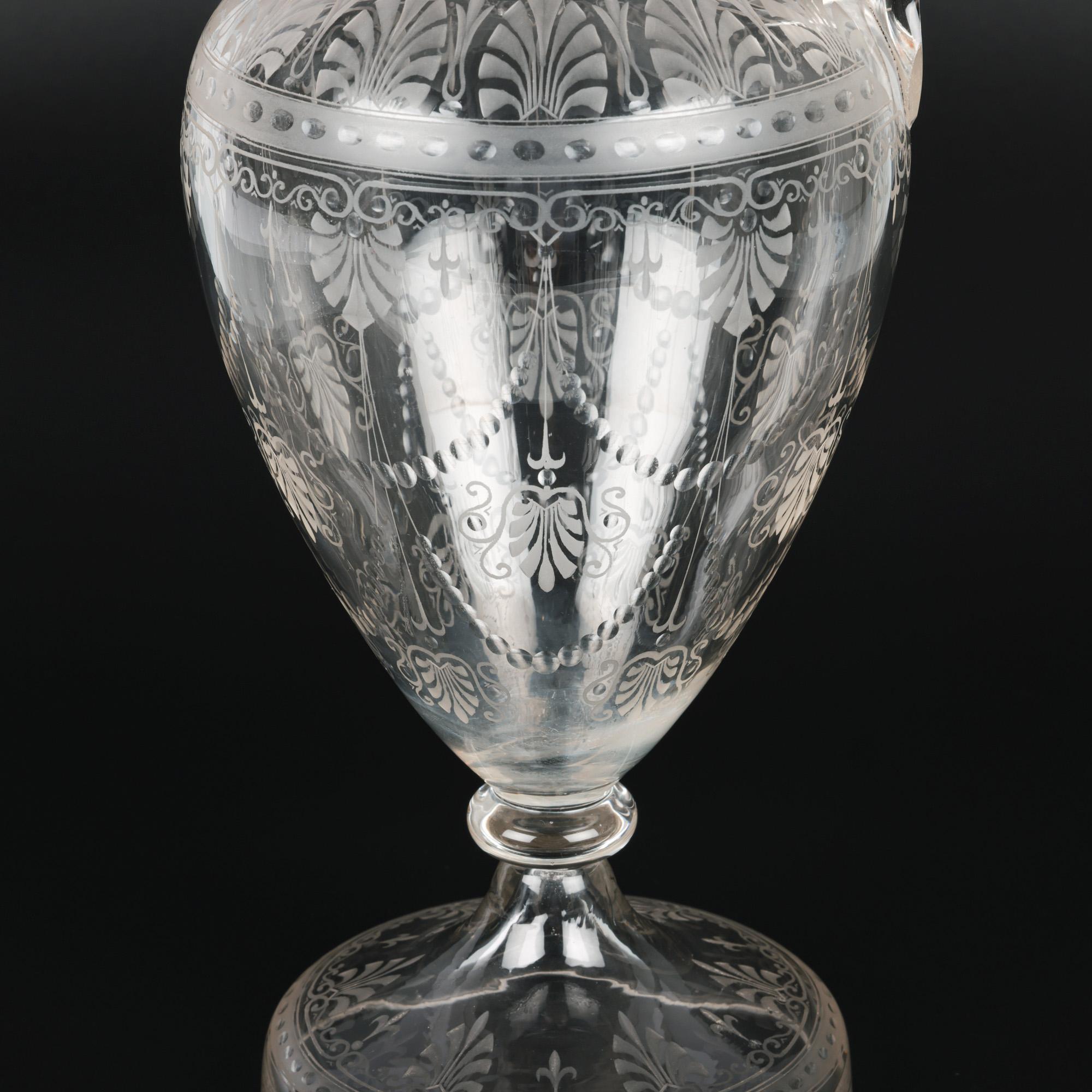 Britannique Elegance Victorienne Verre Clair Gravé & Bouchon en vente