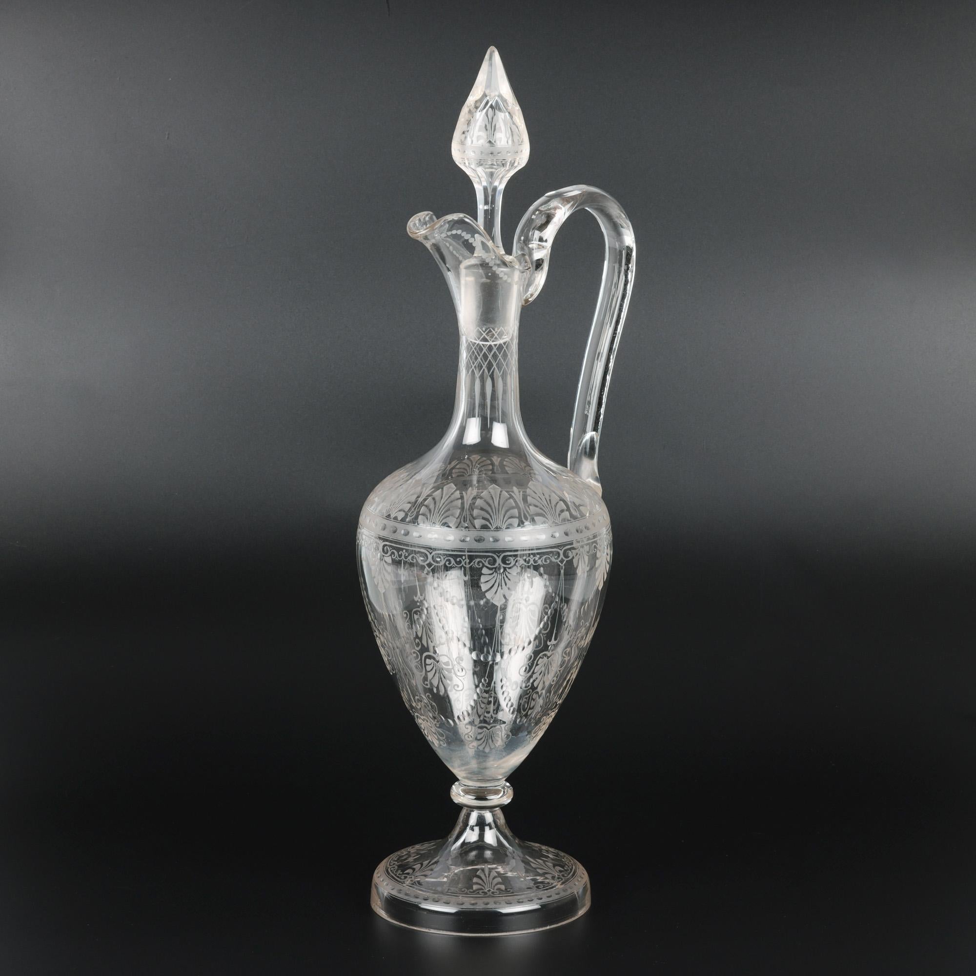 Elegance Victorienne Verre Clair Gravé & Bouchon Bon état - En vente à Bishop's Stortford, Hertfordshire