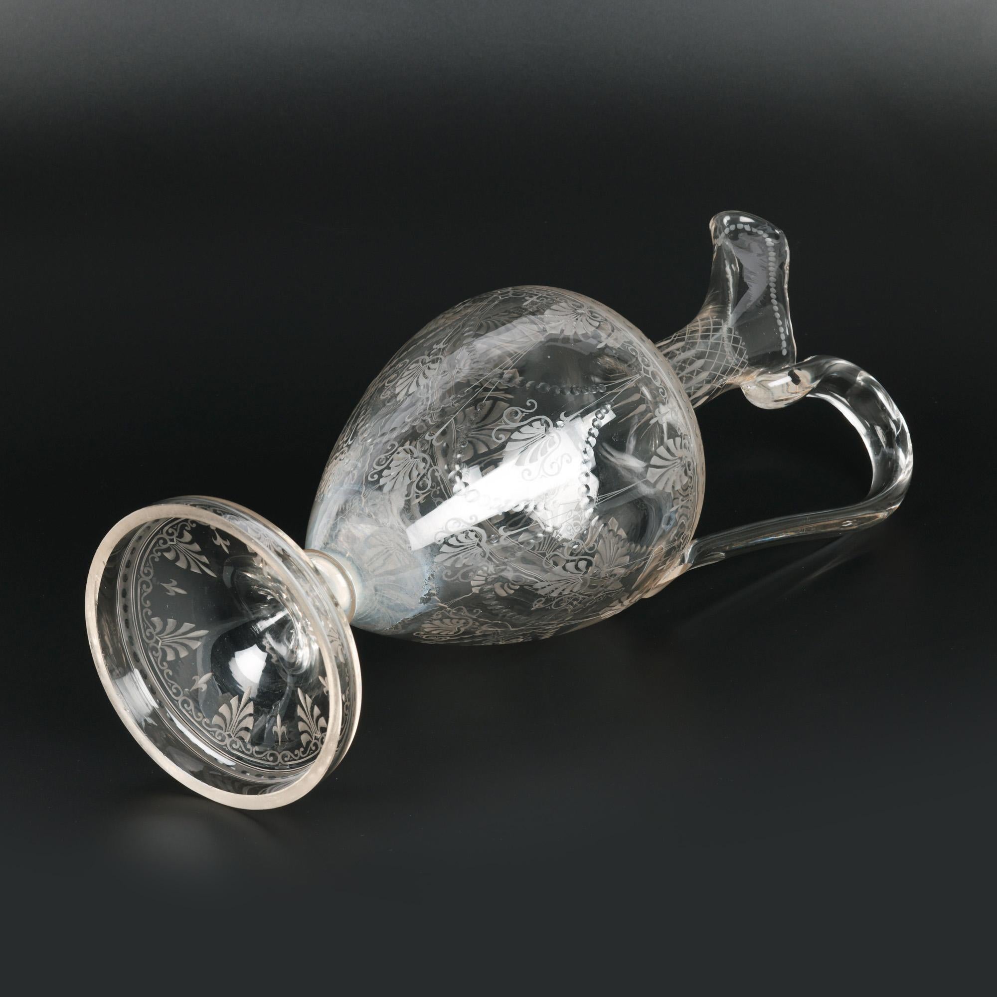 XIXe siècle Elegance Victorienne Verre Clair Gravé & Bouchon en vente