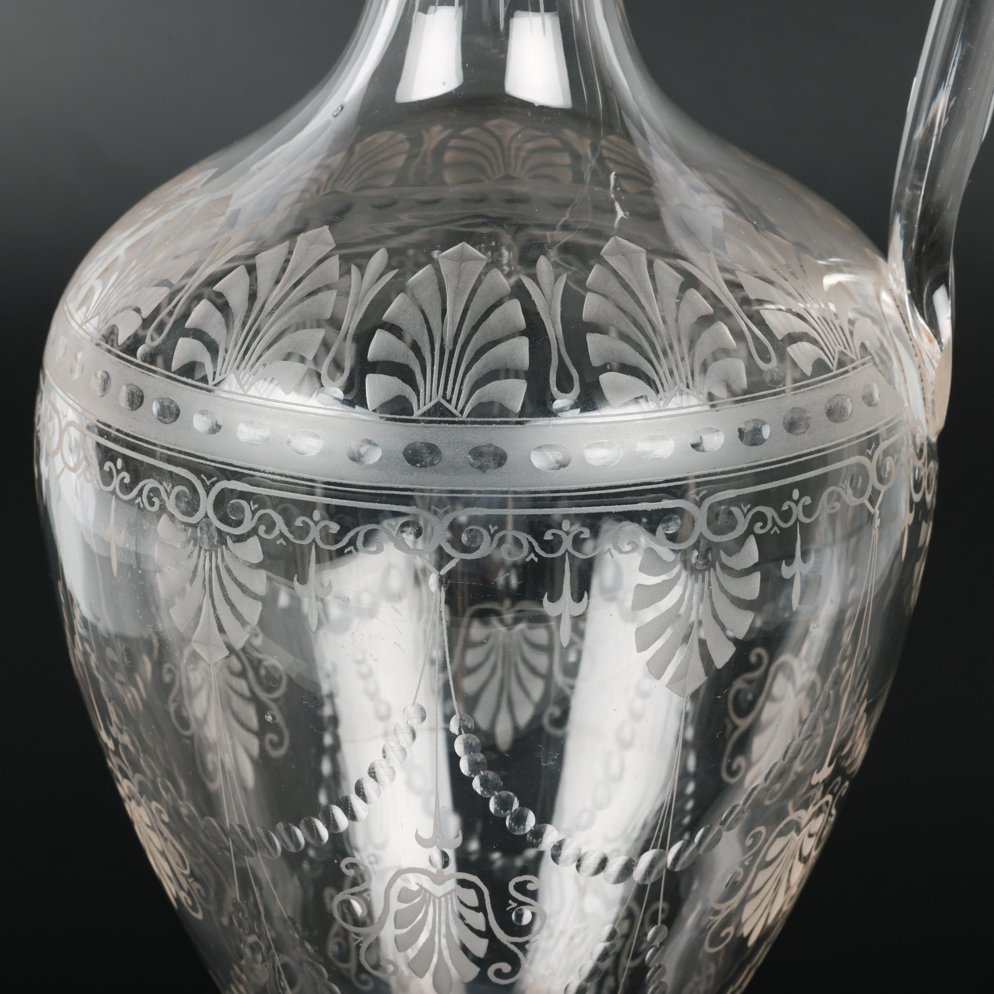 Verre brun Elegance Victorienne Verre Clair Gravé & Bouchon en vente