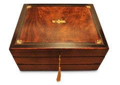 Elegant Victorian Flame Mahogany Writing Slope & Stationary Leather Interior