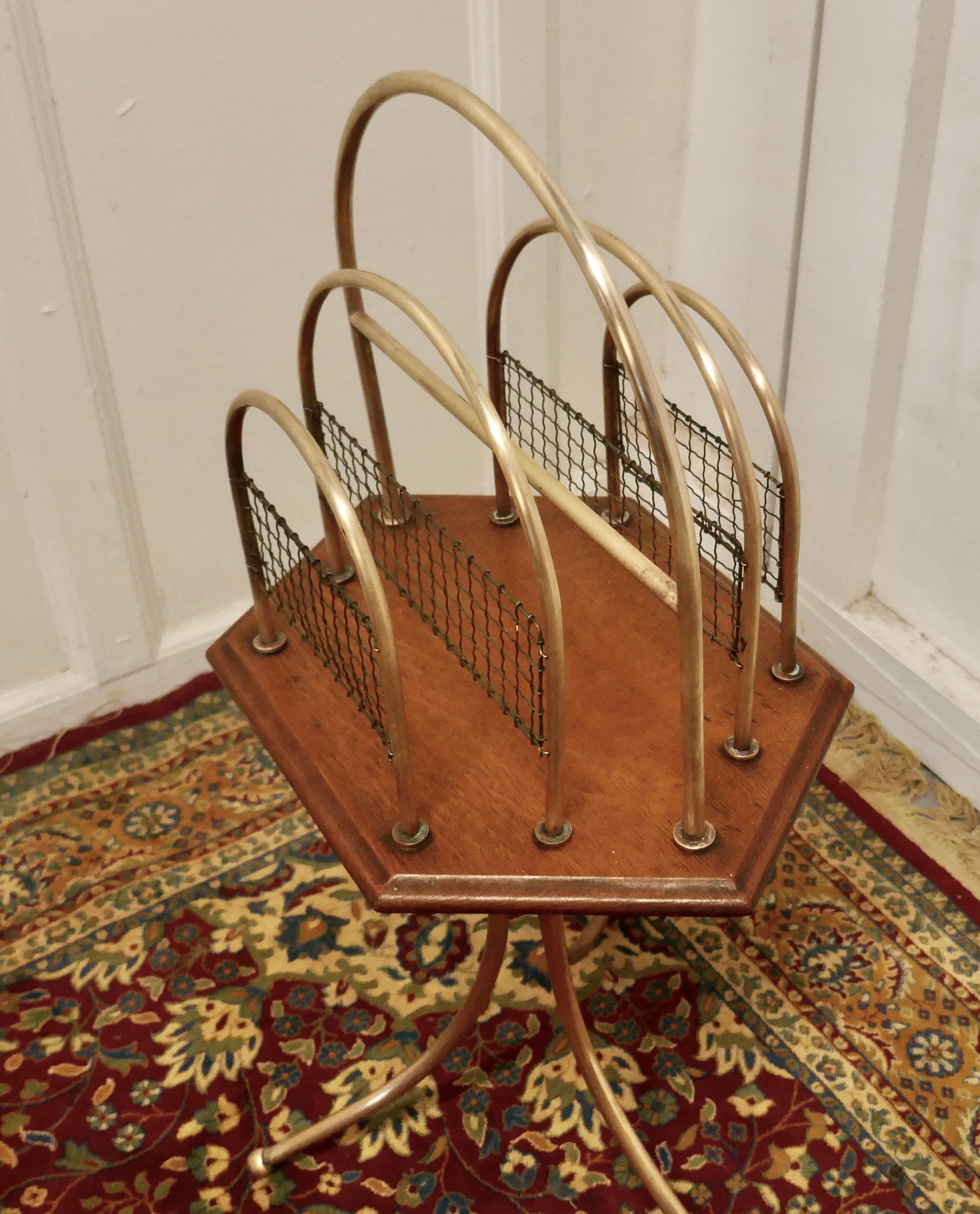 Elegant Victorian Golden Oak and Brass Revolving Magazine Rack For Sale ...