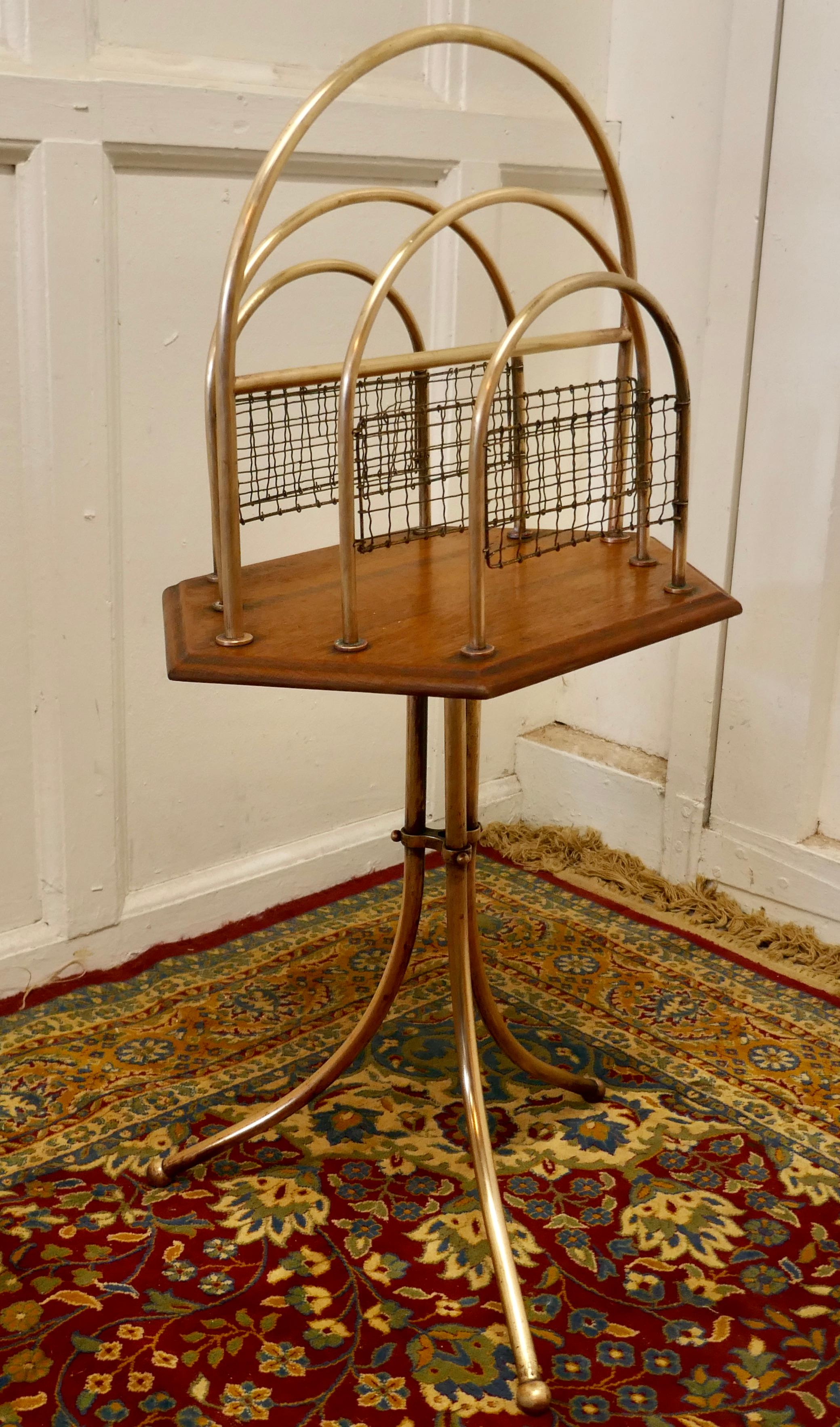 Elegant Victorian Golden Oak and Brass Revolving Magazine Rack For Sale ...