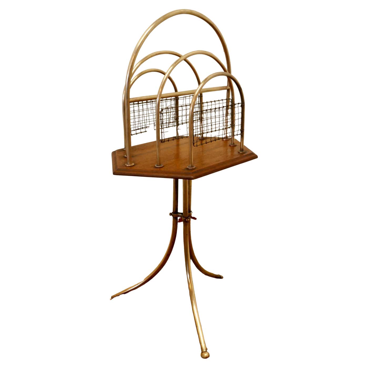 Elegant Victorian Golden Oak and Brass Revolving Magazine Rack For Sale ...